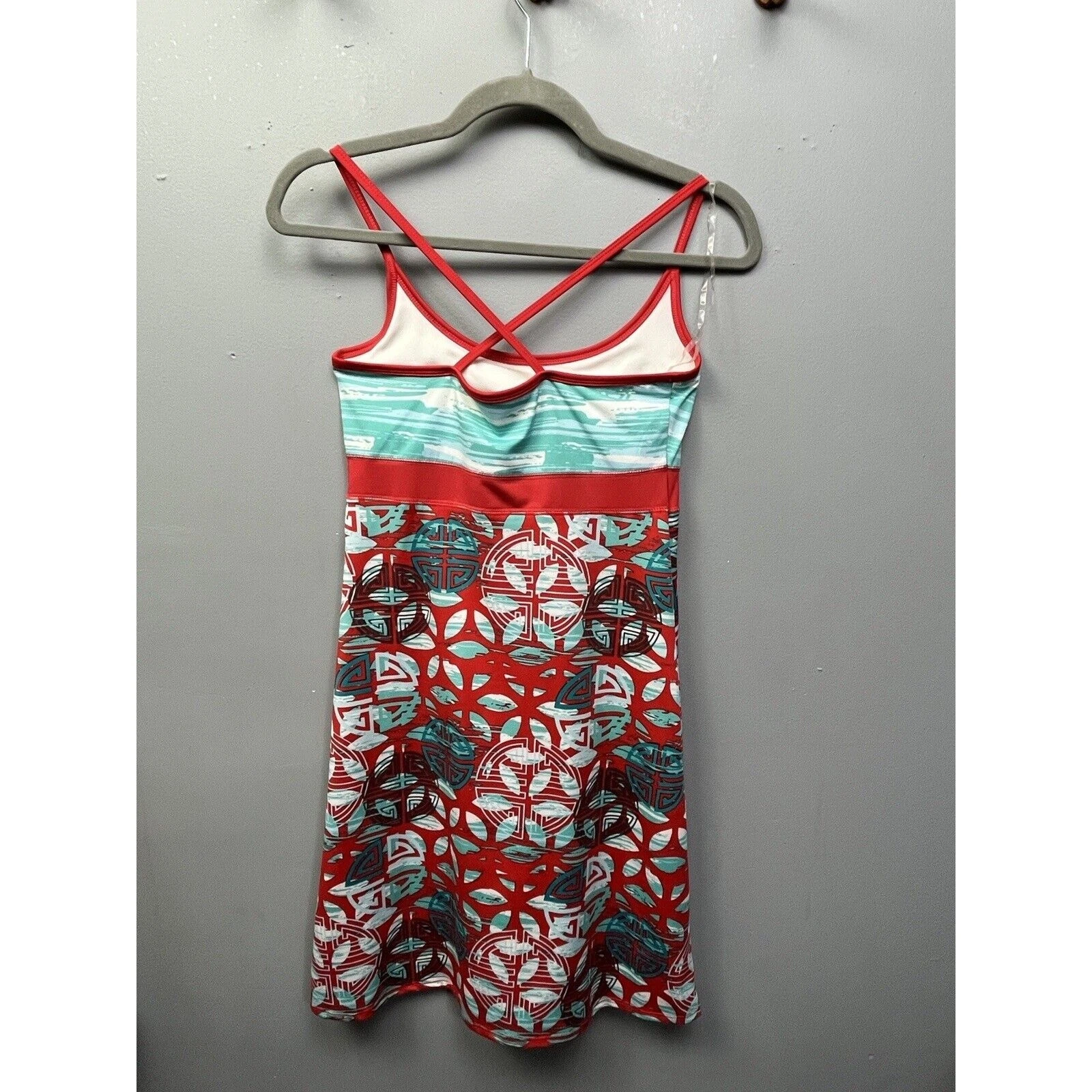 VETEMENTS Lola abito sportivo donna XS rosso blu incrociato schiena dry wic reggiseno mensola senza maniche