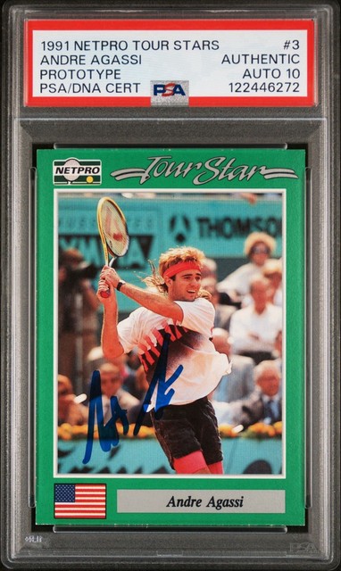 1991 NetPro Tour Stars #3 Andre Agassi Signed Prototype Rookie PSA/DNA AUTO 10