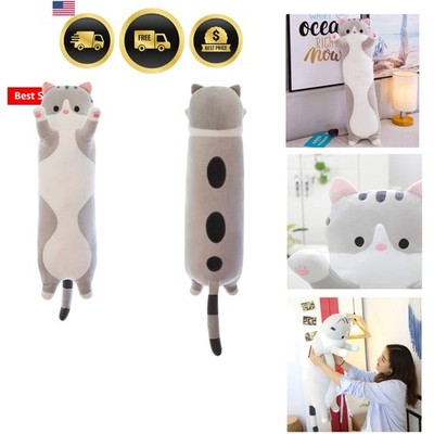 Lovely Plush Cat Doll Cute Cartoon Soft Stuffed Kitten Pillow Long Throw Slee...