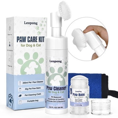 Leopong Dog Paw Care Kit - Protector for Pet Foot Washer Care（1 Small, white 