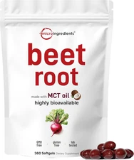 Beet Root 9,000Mg Equivalent | 360 Softgels with MCT Oil | Highly Bioavailable |