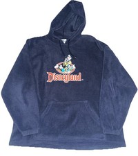Y2K Disneyland Hoodie Mickey Goofy Donald Pluto Embroidered XL Vintage Blue