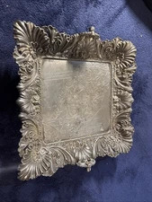 Vintage Middletown Plate Co. Quadruple Plate Square Footed Tray with Handle