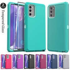 For Samsung Galaxy Note 20 Hybrid Shockproof Case Rugged Cover / Tempered Glass