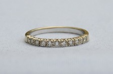 QVC 9CT YELLOW GOLD 0.33ct GRADUATED DIAMOND HALF ETERNITY RING 2.3g - SIZE R