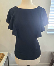 Woman's Blouse Banana Republic Black V-Neck Summer Date Night Blouse Top 4 D-13