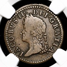 IRELAND. James II, May 1690, Gunmoney, Shilling, S-6582B, NGC F15