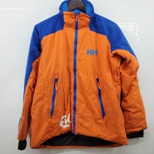 Helly Hansen Stuben Ski Jacket Full Zip Youth 16/176 Orange Blue No Hood