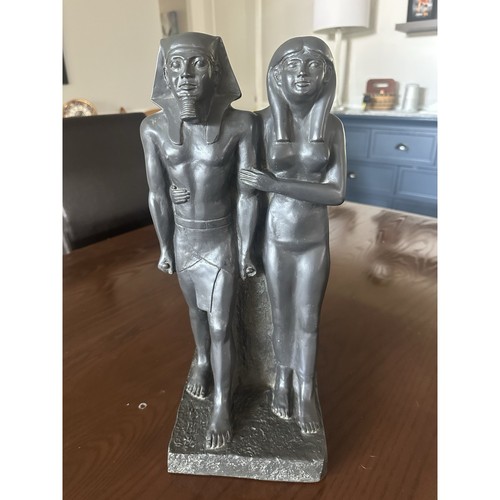 XL Egyptian Royal Couple Statue Mycerinus & Queen 16" Cast Marble MFA Boston