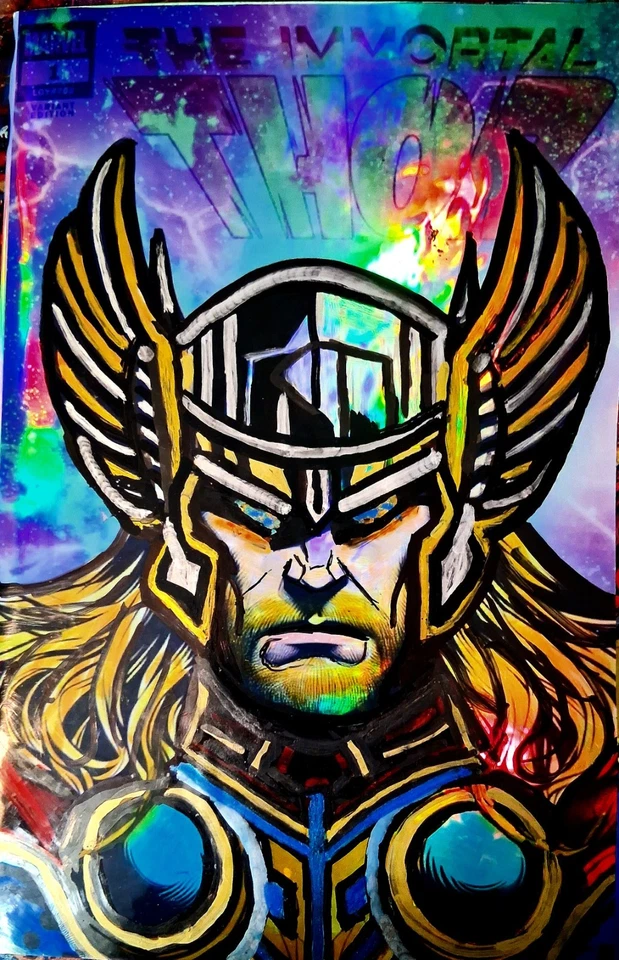 Immortal Thor 1  BossKong Original Art Sketch Cover Thor/Loki 1of1 - Image 2 of 3