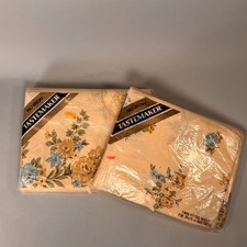 Vtg NIP Tastemaker Twin Flat  Fitted Sheet Set Yellow Blue Floral Cottage Core