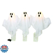Fun Express Halloween Decorations Outdoor Ghost Yard Stakes with LED Lights -