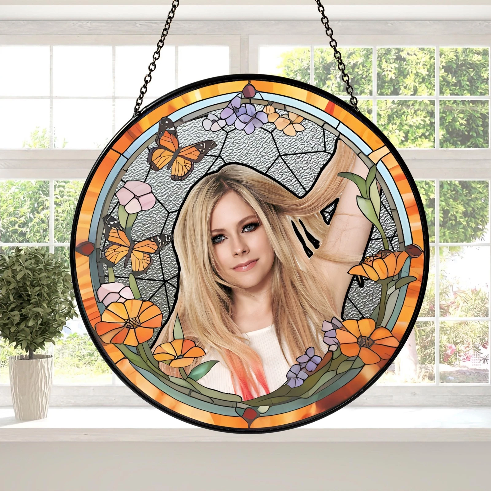 Avril Lavigne Stained Glass Suncatcher- Home Window Hanging Ornament