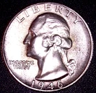 1946-S  WASHINGTON QUARTER 25C , AU/UNC