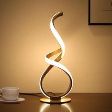 Bedside Table Lamp, LED Touch Dimmable Spiral Desk Lamp for Night Stands, Gold