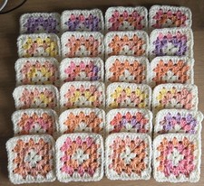 New hand made crochet granny squares x 24 FREE P&P 