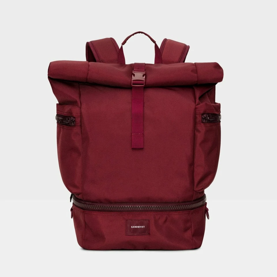 SANDQVIST Rucksack 'Verner Burgundy' - weinrot - recyceltes Polyester - NEU