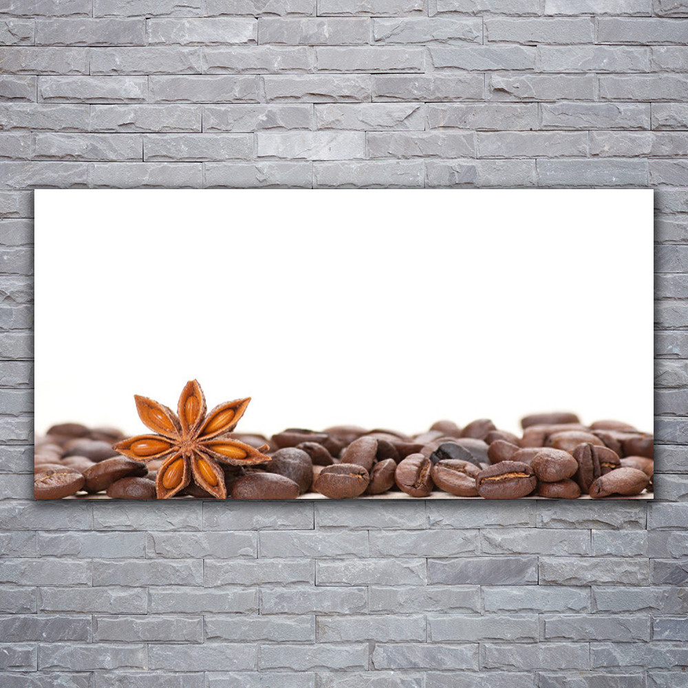 Tableau sur verre acrylique Tulup 120x60 cm motif café en grains pour cuisine