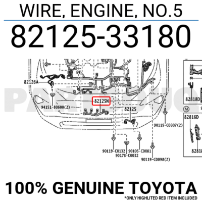 8212533180 Genuine Toyota WIRE, ENGINE, NO.5 82125-33180 | eBay 8212533180 Genuine Toyota WIRE, ENGINE, NO.5 82125-33180 | eBay