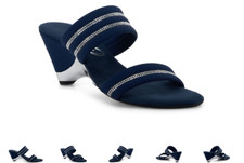Onex Palloma Navy Silver Elastic Slide Wedge Sandal Women's US sizes 5-11/NEW  