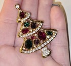 SWAROVSKI RED CLEAR & GREEN CHRISTMAS TREE "YEAR 2000" BROOCH / PIN with BOX
