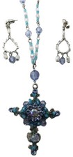 Blue Crystal Cross Necklace Set