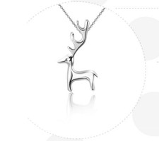 Adorable 3D Reindeer Deer Silver Pendant Necklace