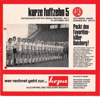 Football programme booklet 74/75 Liga Red White Essen-MSV Duisburg