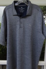 Tommy Bahama Men Stretch Performance Blue Gray Marlin Pullover Polo Shirt XL EUC