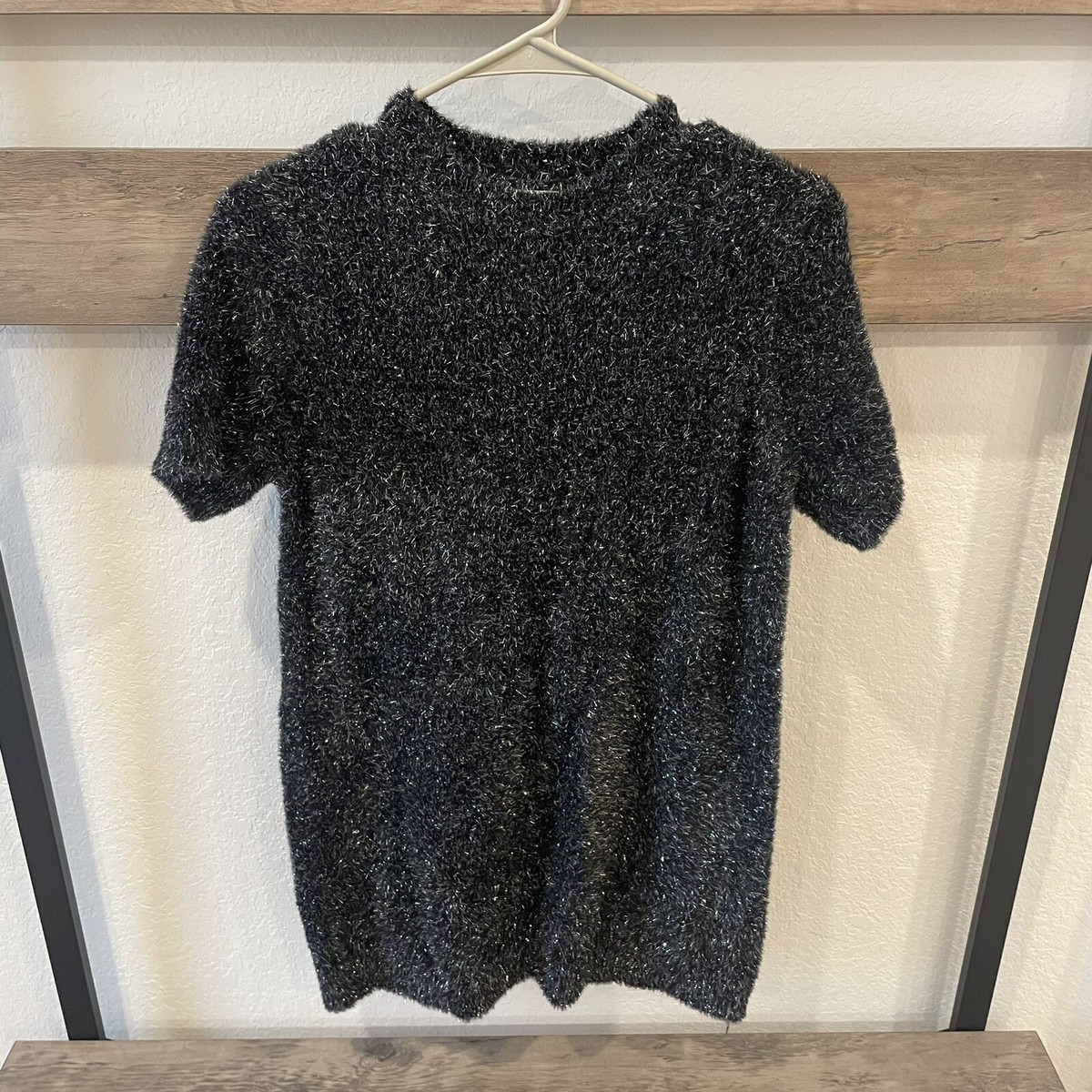 しらゆき ZARA Girl's Kid's Fuzzy Sweater Dress Black/Gray/Silver
