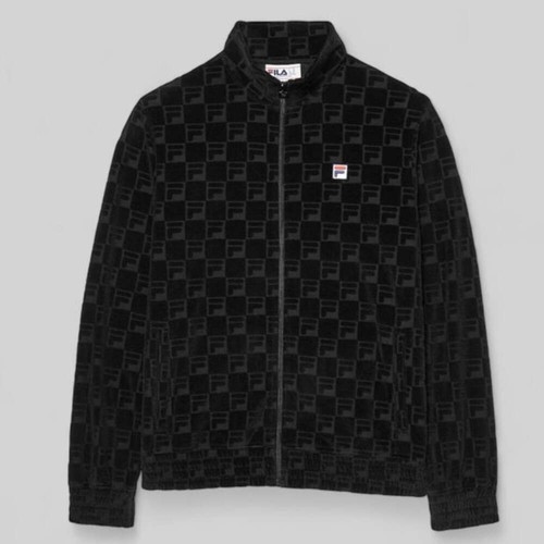 Men’s Fila Black All Over Velour Casual Outfit Set Tracksuits NWT - Picture 2 of 5