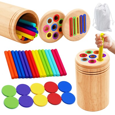 Montessori Wooden Toys Color Sorting Fine Shape Matching Early Educational Toys