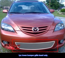 Fits 2004-2006 Mazda 3 Sport Hatchback Lower Stainless Chrome Mesh Grille Insert