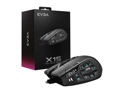EVGA X15 MMO Gaming Mouse, 8k, Wired, Black, Customizable, 16,000 DPI, 5 Profile - Picture 9 of 12