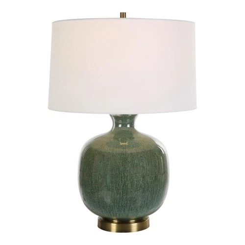 Uttermost Nataly Coastal Ceramic and Fabric Table Lamp in White/Green - Picture 1 of 7