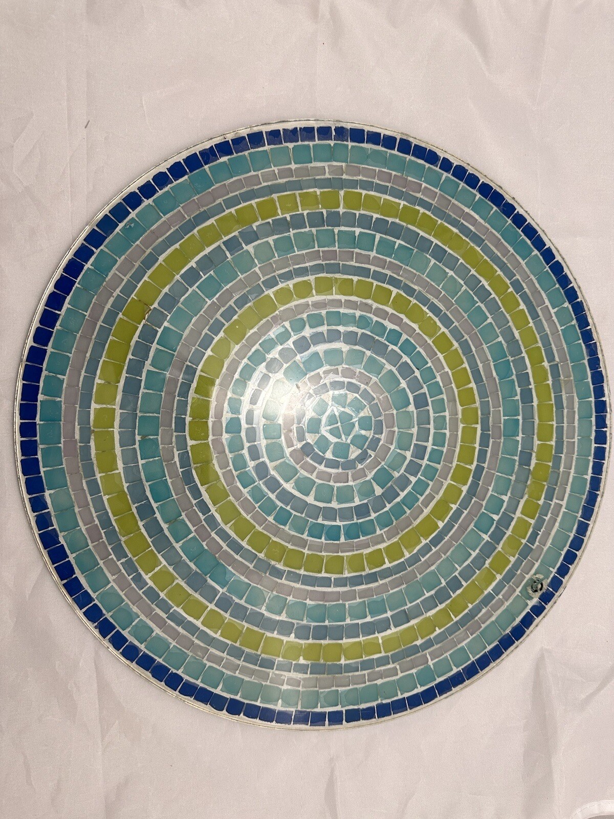 Vintage Clear Blue’s And Green Glass Decorative Display/Serving Plate