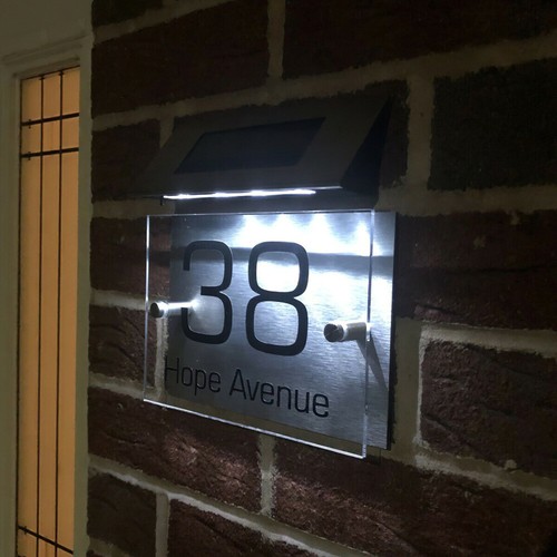 Solar Light House Door Sign LED Illuminated Door Number Plaque Metal Plate Signs - Picture 9 of 12