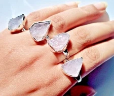 Natural Rose Quartz Gemstone 925 Sterling Silver Ethnic Handmade Jewelry Ring