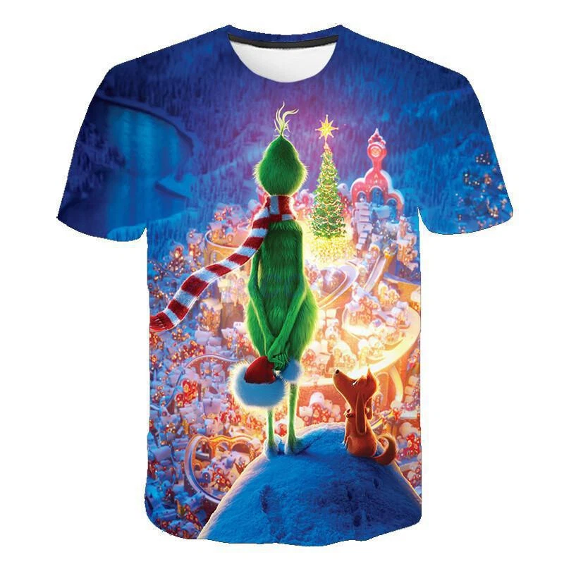 SALE AU UNISEX Christmas T-Shirt The Grinch Rude Cup 3D Grinch Xmas Grinch TOPS