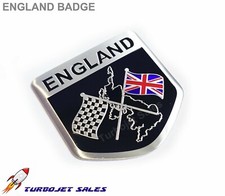 Racing Flags England Shield Badge Brushed Aluminium Classic Car Van Emblem UK /