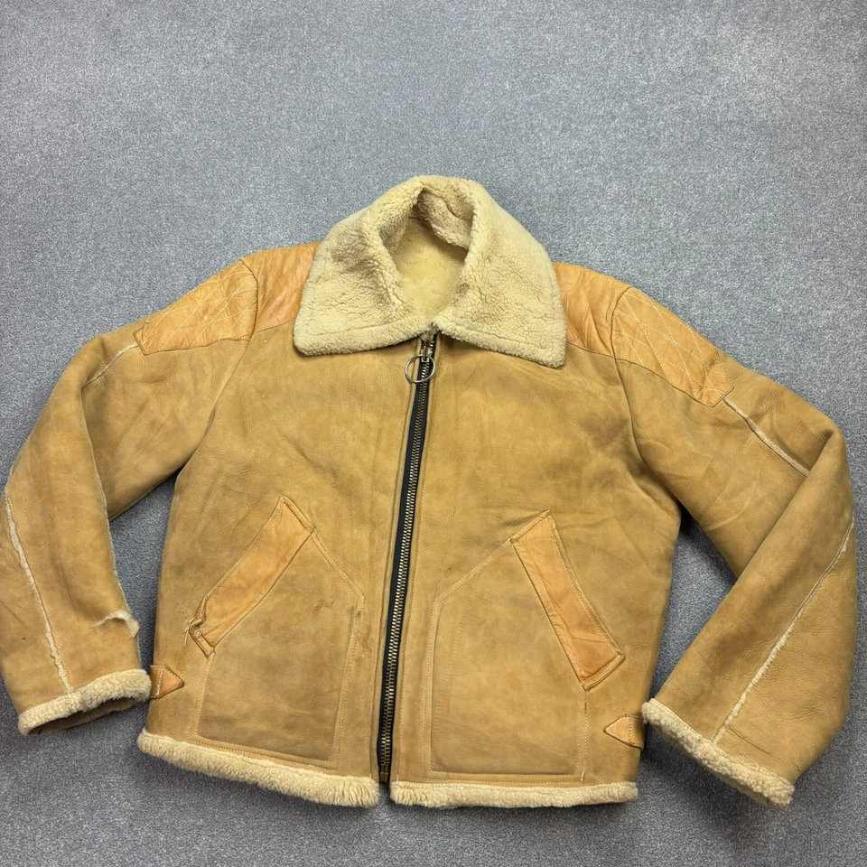 Leather Flying Jacket Womens Large Brown Bomber Aviator Military USA Lined Lady* - Image 2 of 4