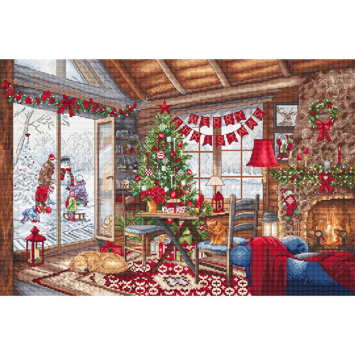 Letistitch counted cross stitch kit ""Christmass Cabin"", 29x43cm, DIY
