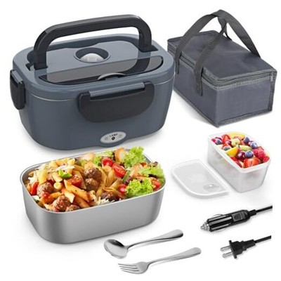 Electric Lunch Box, 3 in 1 Heated Lunch Box for adults, Portable Grey + Black