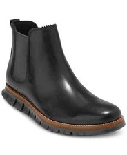 COLE HAAN Mens Black Pull Tab Zerogrand Waterproof Platform Chelsea Boots 7.5 M