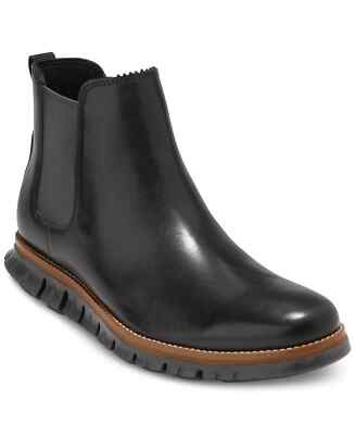 COLE HAAN Mens Black Pull Tab Zerogrand Waterproof Platform Chelsea Boots  M