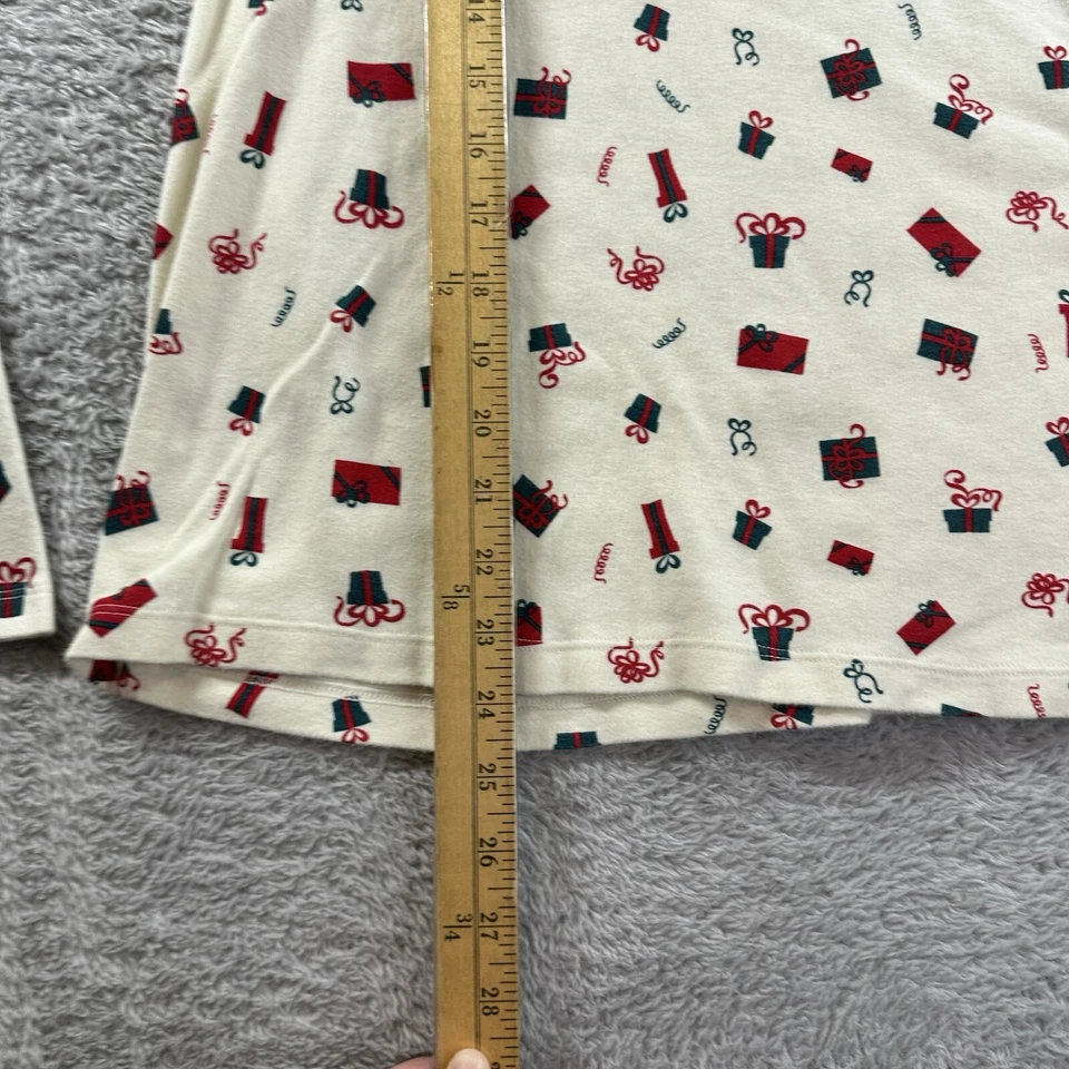 Camisa Patrón Navidad Mujer XL (16-18) Blanco Cuello Tortuga Retro Grandmacore Foto 2 de 4