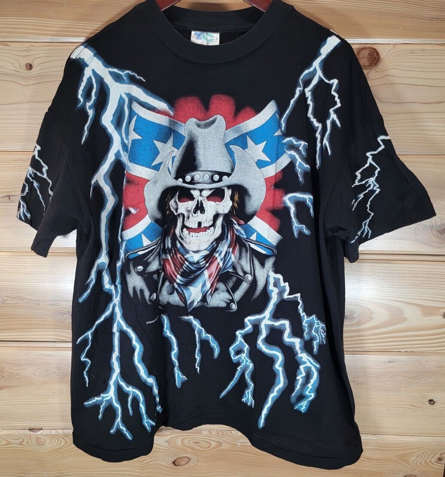 American Thunder Lightning Skull Tee XL www.krzysztofbialy.com