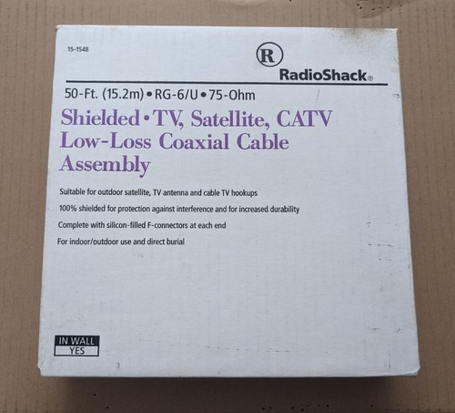 Radio Shack 50 Foot Dual-Shielded Coaxial Cable For Indoor/Outdoor Use
