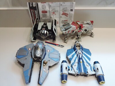Lot 4 STAR WARS TRANSFORMER CROSSOVER Capt Rex Darth ObiWan PloKloon Starfighter