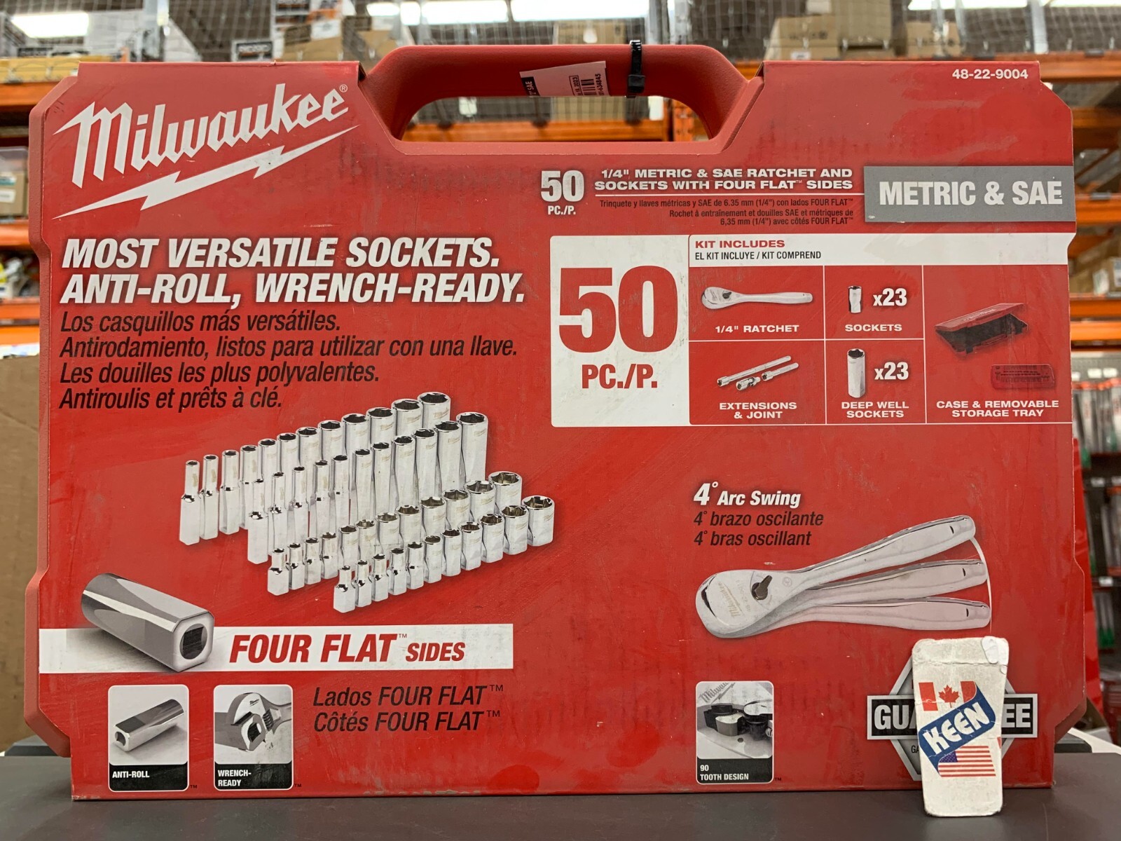 Milwaukee CANADA 1/4" Drive SAE/Metric Ratchet & Socket Mechanics Tool